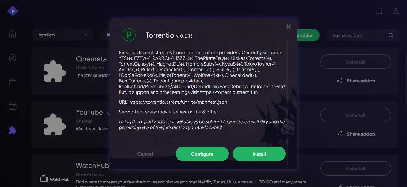 Install Torrentio